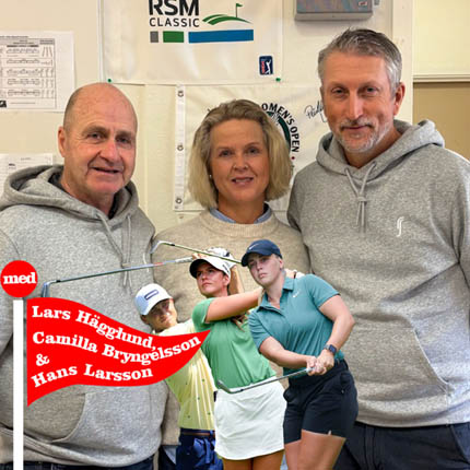 Lars Hägglund, Camilla Bryngelsson och Hans Larsson + golfstjärnor